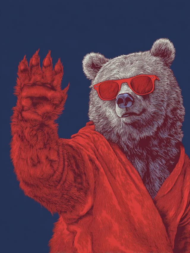 Waving Bear Card