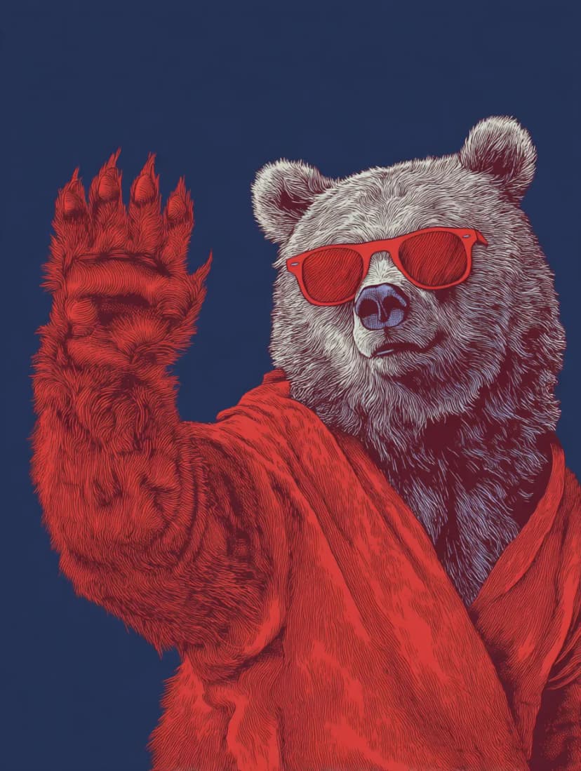 Waving Bear Card Design