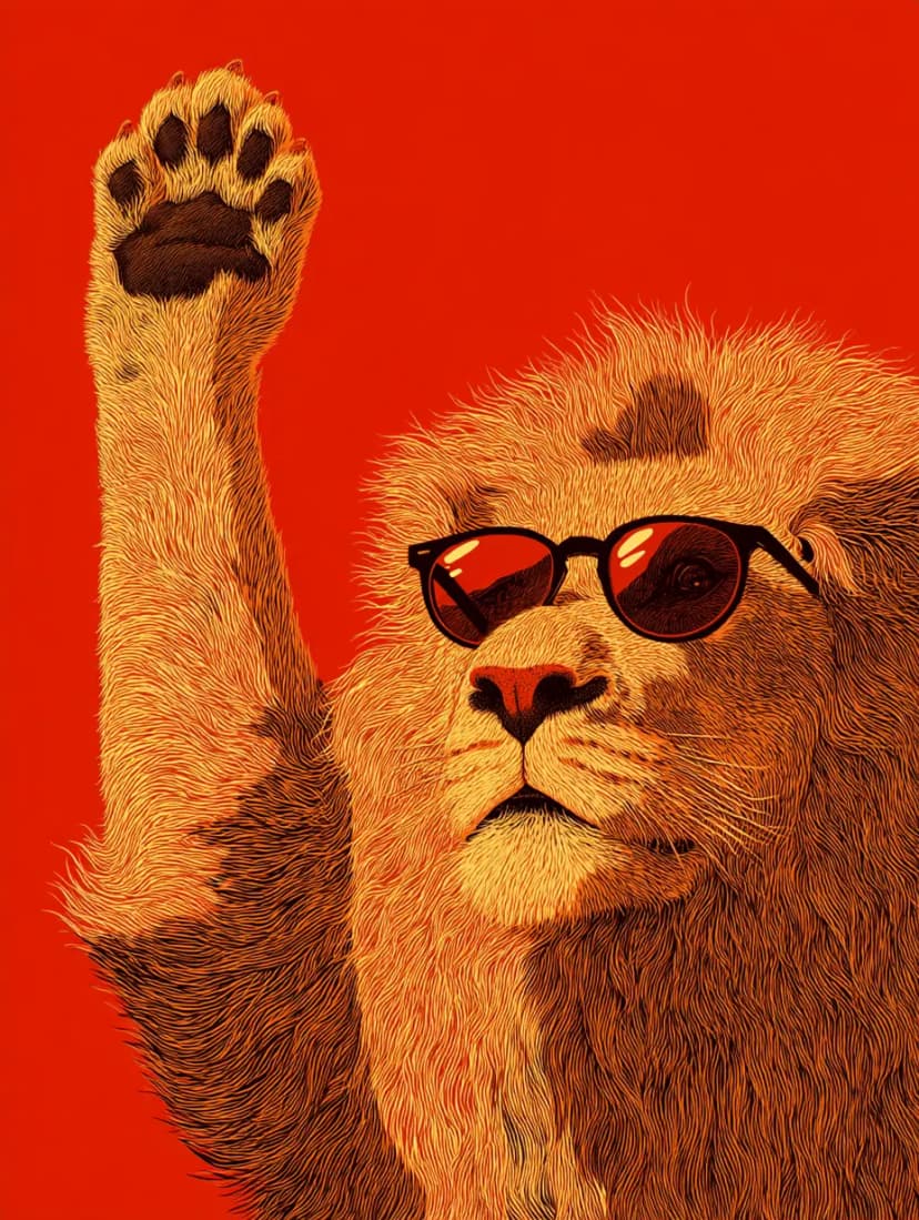 Waving Lion Card Design