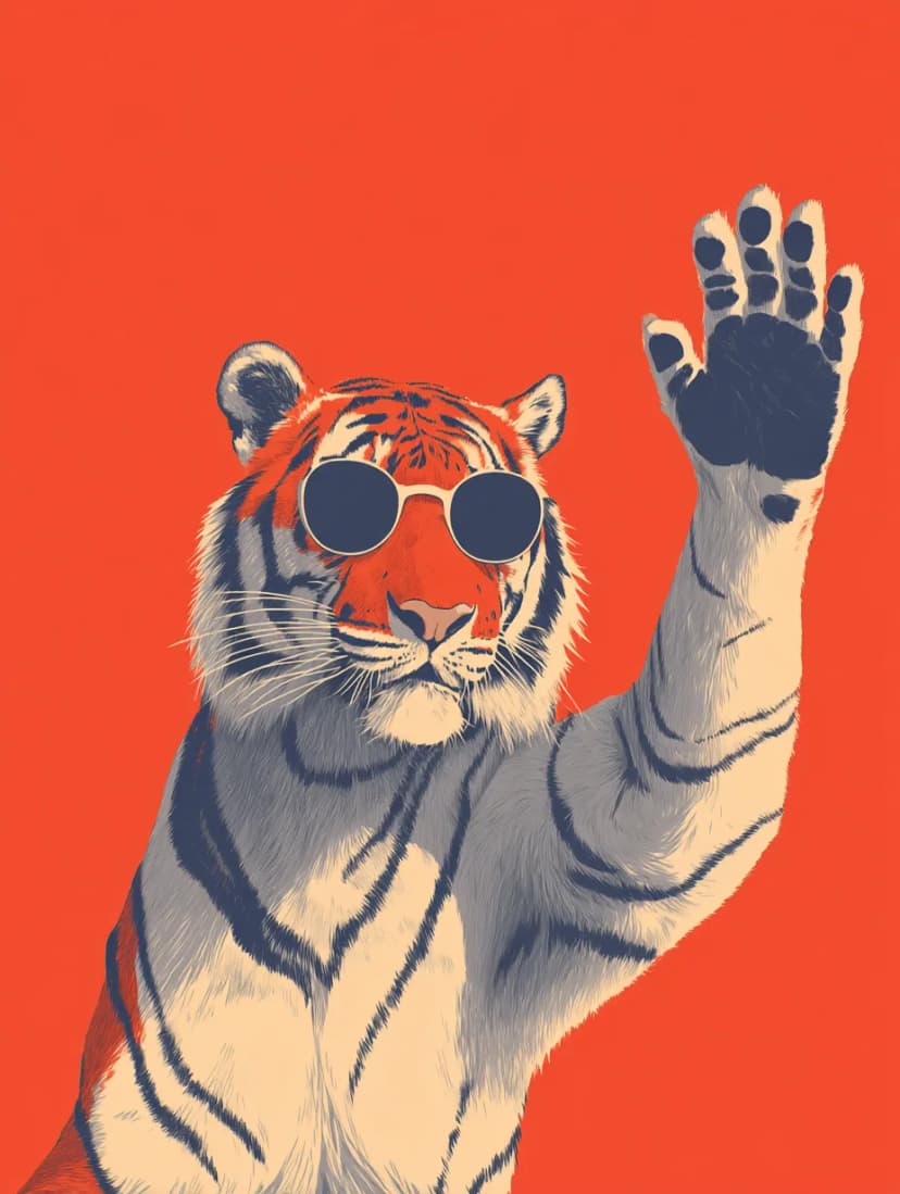 Waving Tiger Card Design