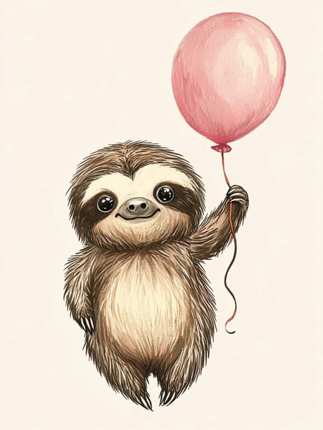 Sloth Balloon 3 Card