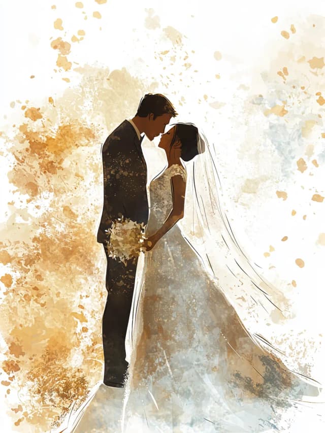 Flowers Bride And Groom Card