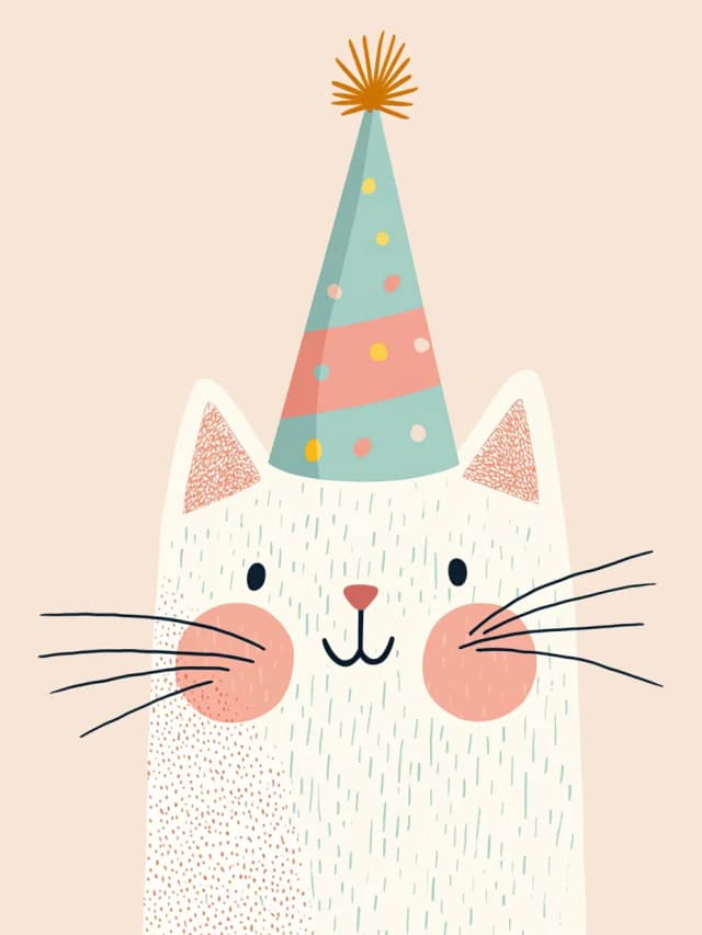 Cat Party Hat 2 Card