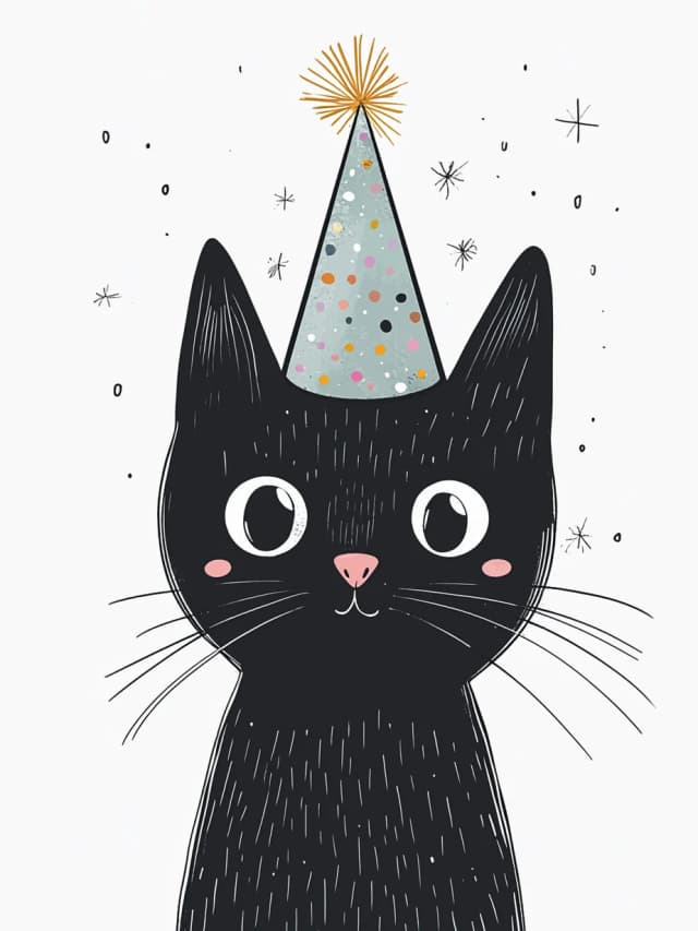 Cat With Party Hat Card
