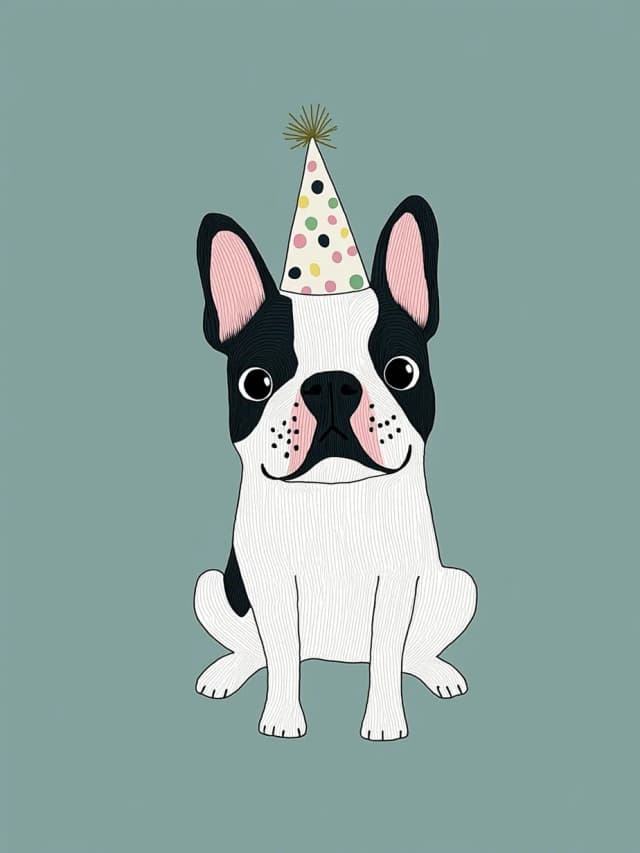 Dog Party Hat 4 Card