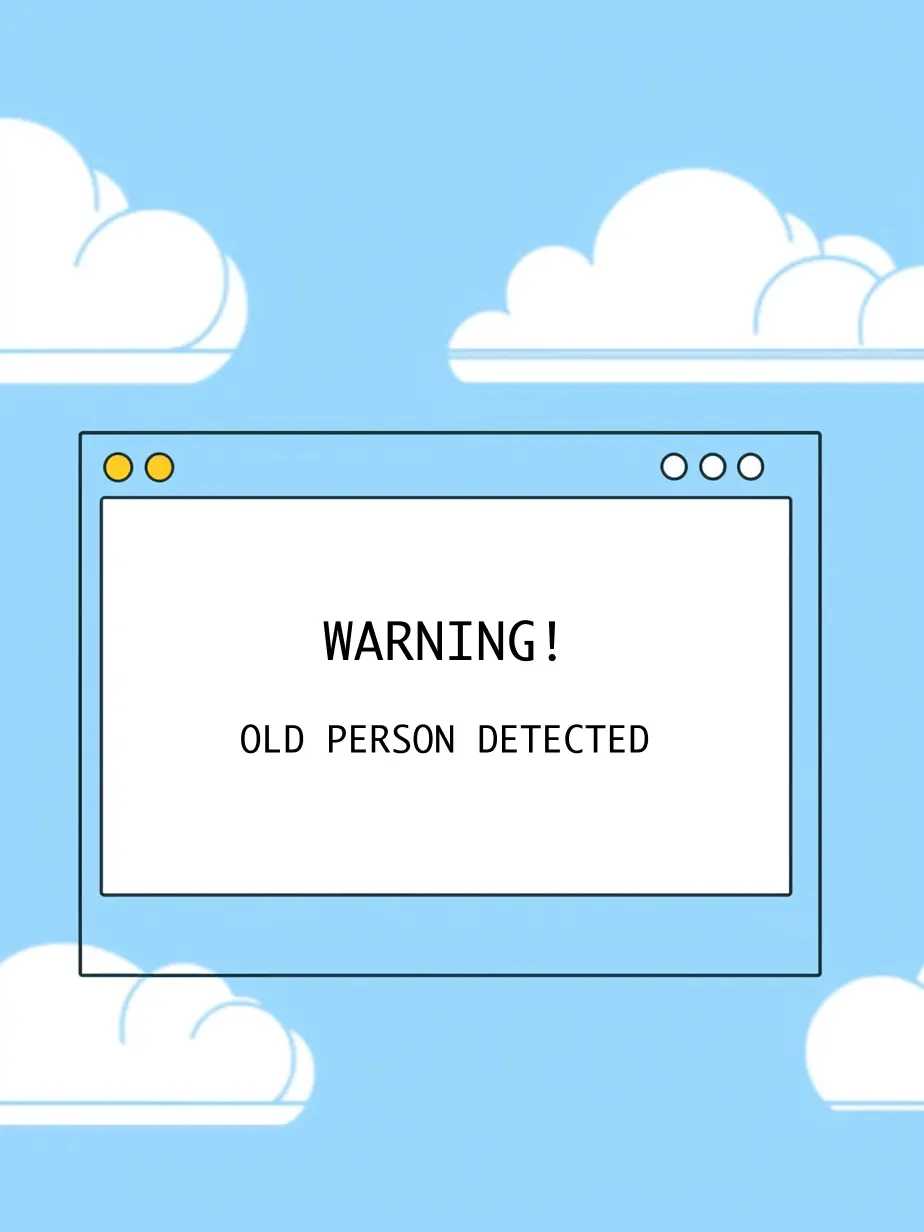 Warning Old Person Clouds Card