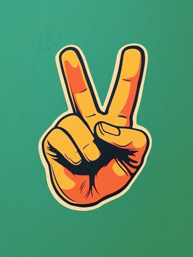 Awesome Peace Victory Hand Gesture Card