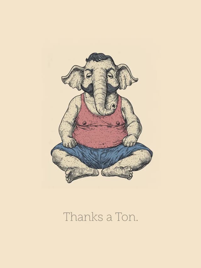 Elephant Thanks Moustache Card