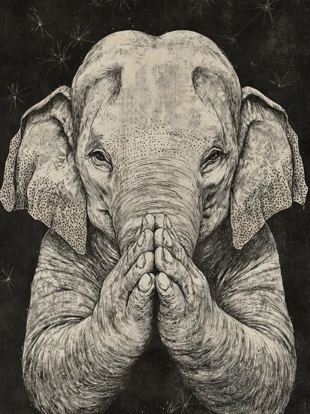 Cute Elephant Praying Hands Card