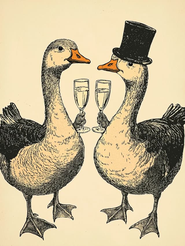Congratulations Geese Champagne Hat Card