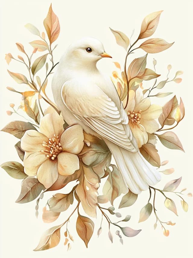 Flowers Bird Dove Card