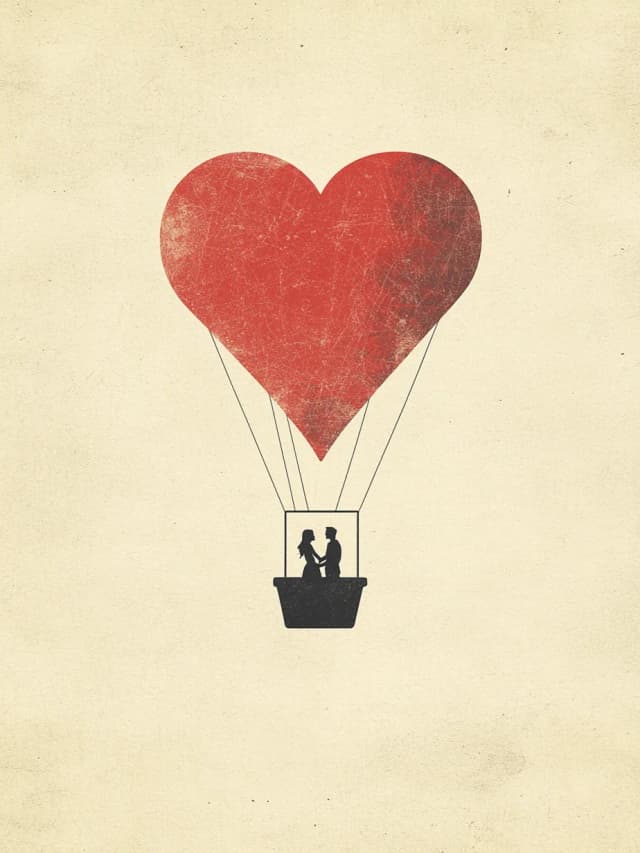 Heart Hot Air Balloon Couple Card