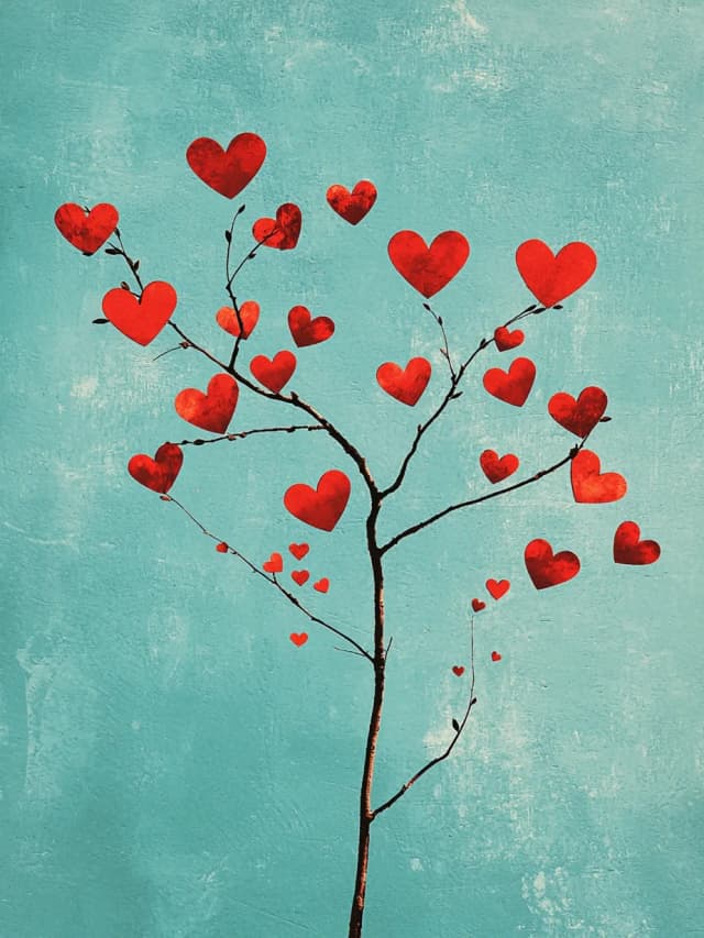 Hearts Tree Card