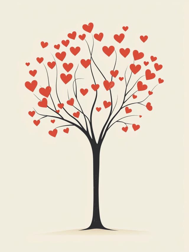 Hearts Growing in Tree Card