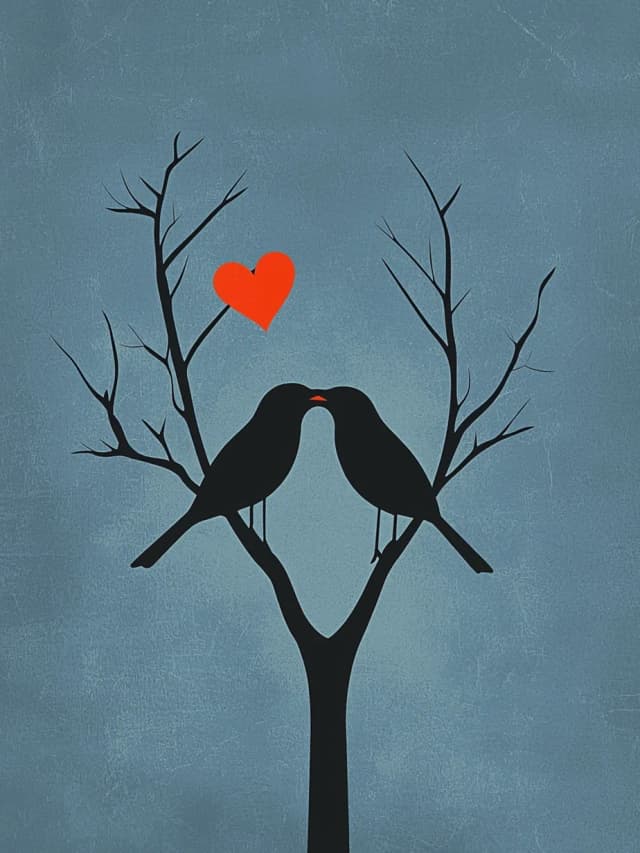 Love Birds Heart Tree Card