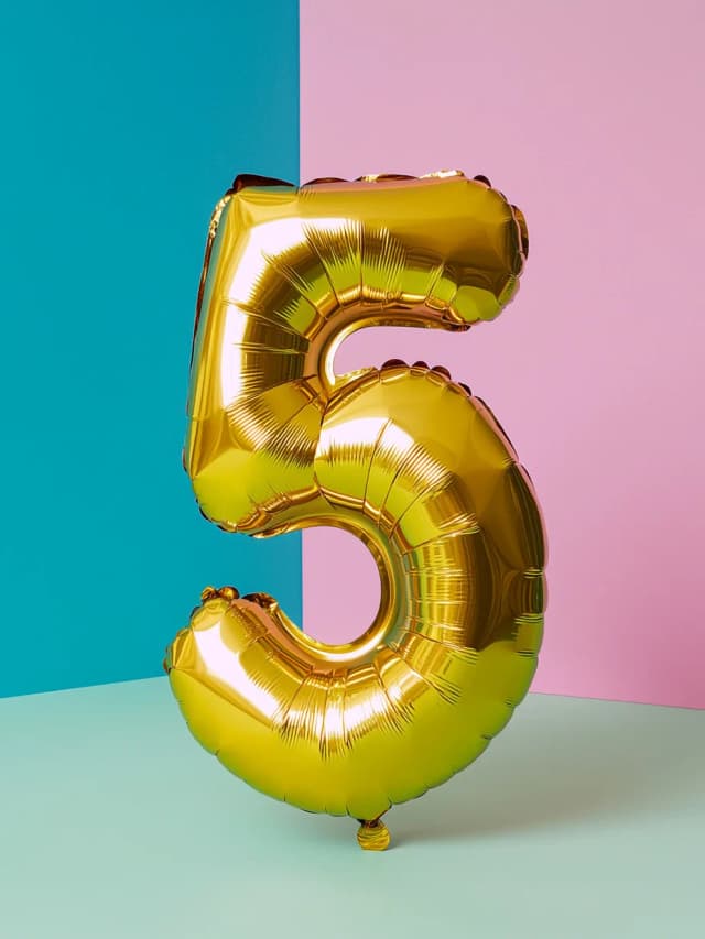 Balloons 5 Year Card