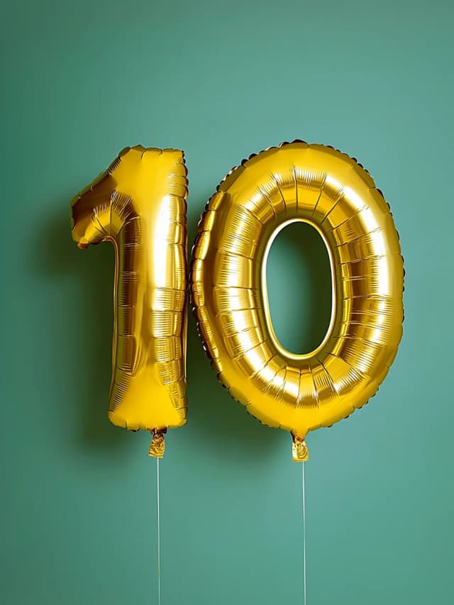 Balloons 10 Year 4 Card