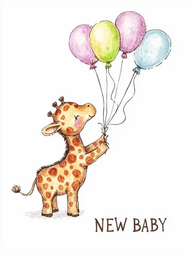 Balloons Giraffe 2 Card
