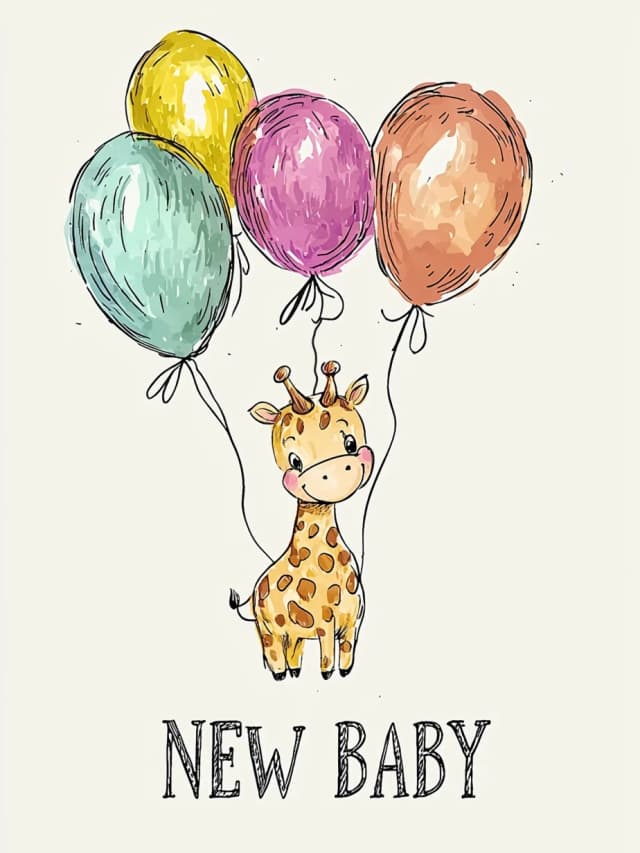 Balloons Giraffe Card
