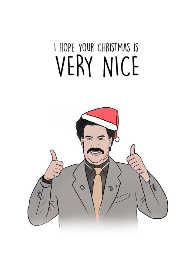 Borat Santa Hat Card