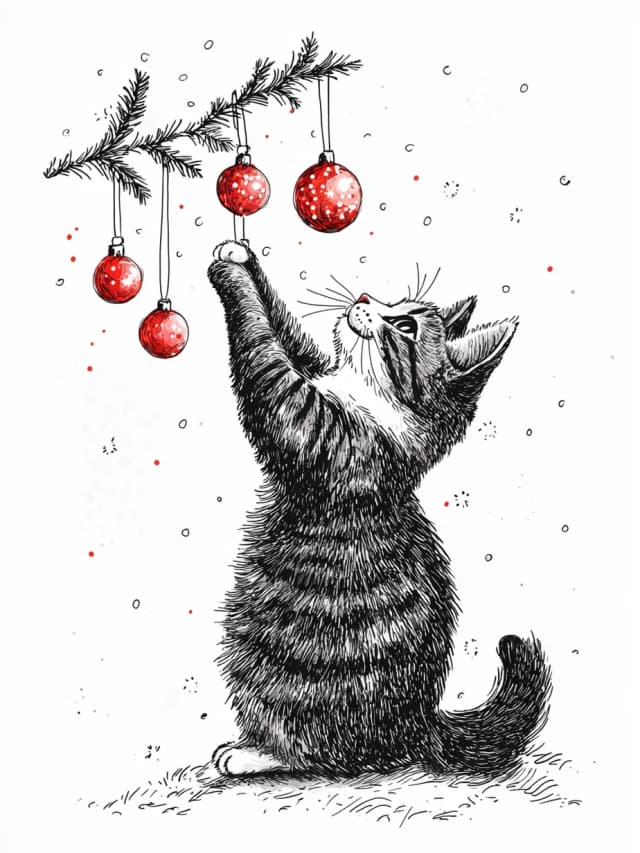 Cat Tree Decorations Card