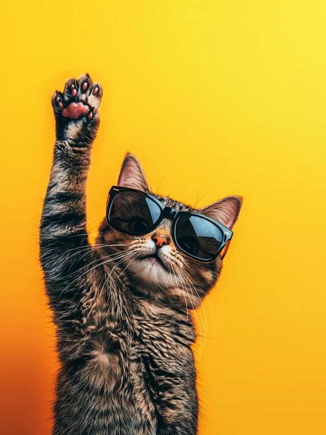 Cat Sunglasses Waving 2 Card