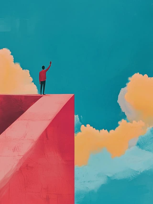 Waving Sky Person In Clouds Card