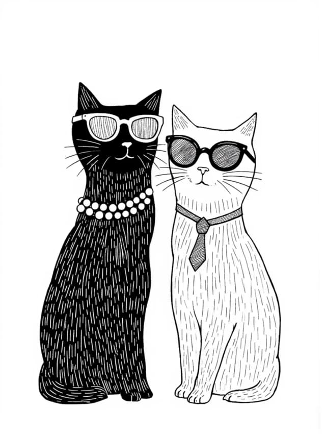 Him and Her Cats Card