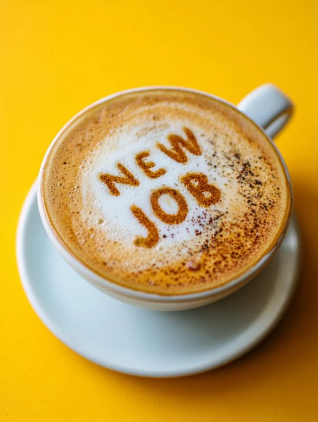 New Job Coffee Art Card