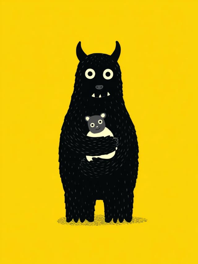 Black Monster with Baby Card