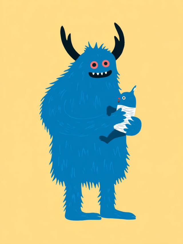 Blue Monster with Baby Card