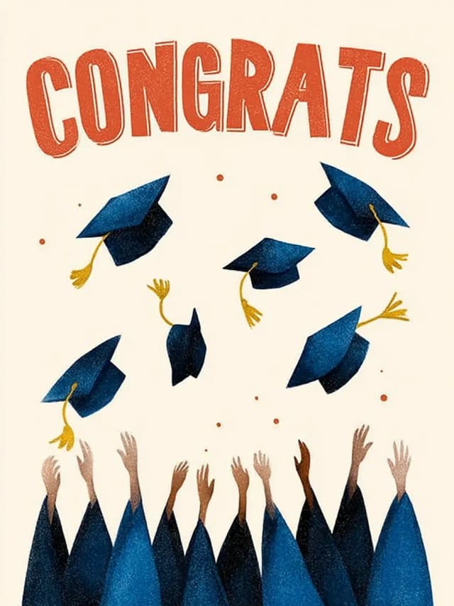 Congrats Throwing Mortarboards Card