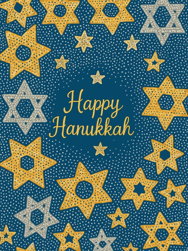 Happy Hanukkah Gold Stars Card