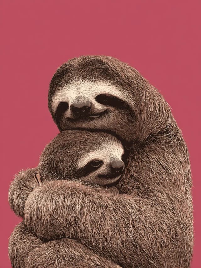 Cuddling Sloths Card