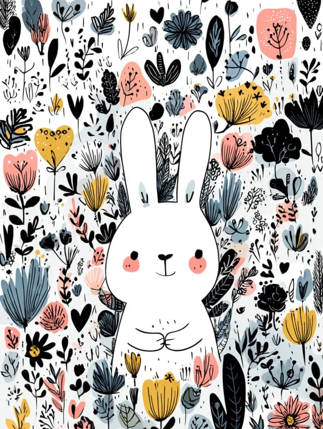 Bunny Amongst Flowers Card