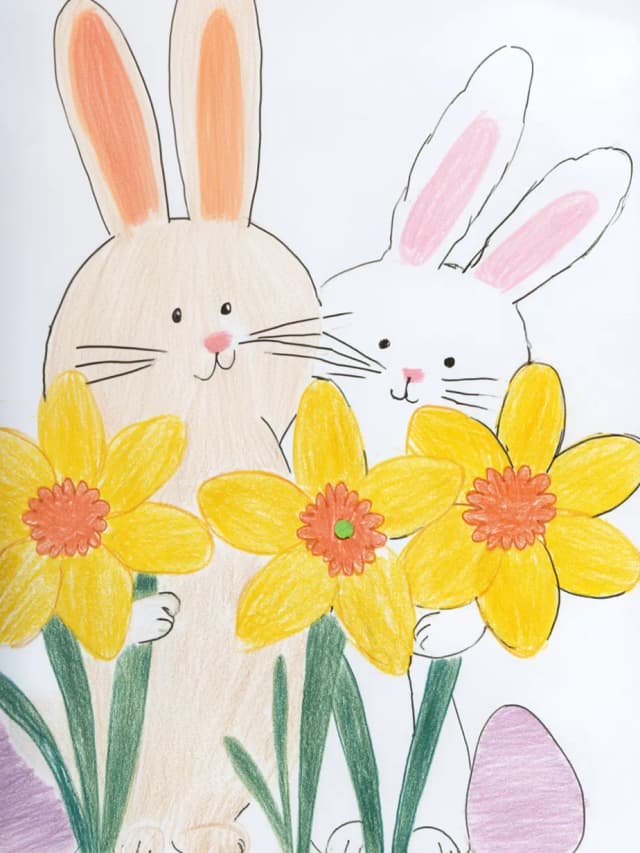 Hand Drawn Easter Bunnies Card