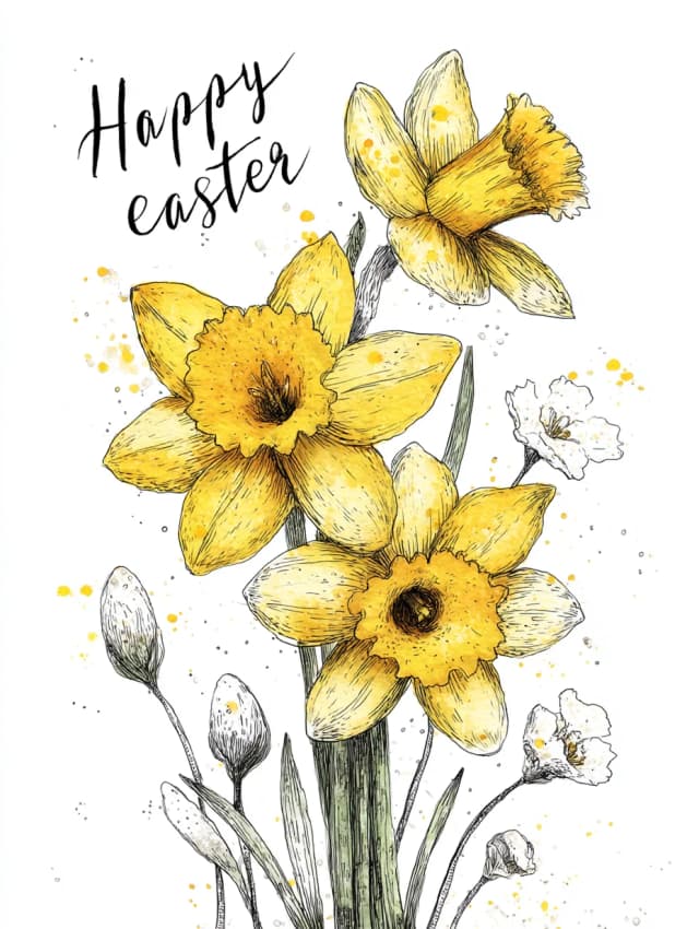 Happy Easter White Background Card