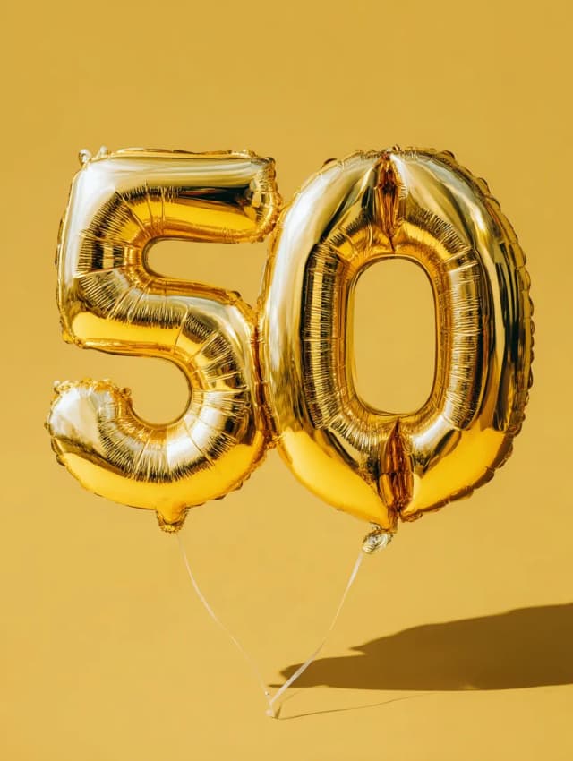 50 Years Yellow Birthday Card