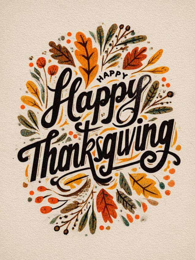 Happy Thanksgiving Text Leaves Card