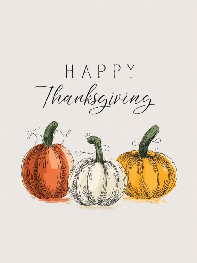 Thanksgiving Handdrawn Pumpkins Card