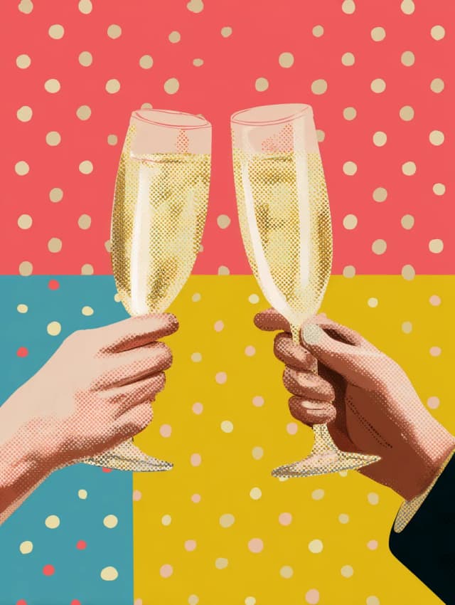 Champagne Toast Dots Card