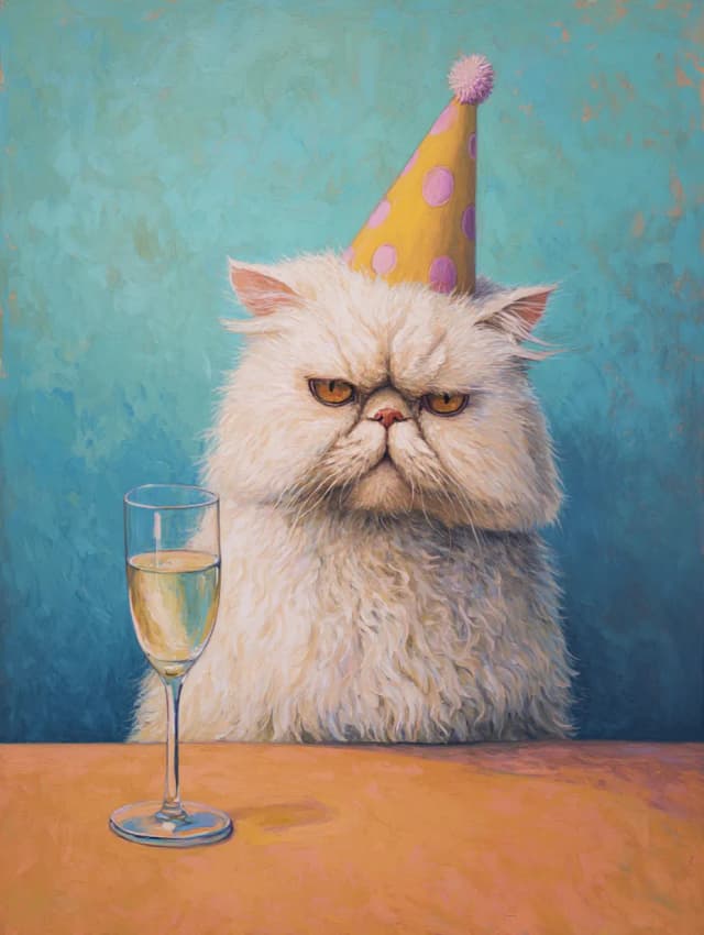 Happy New Year Cat with Champagne Card