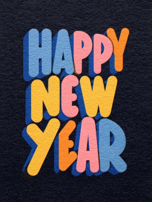 Happy New Year Playful Text Card