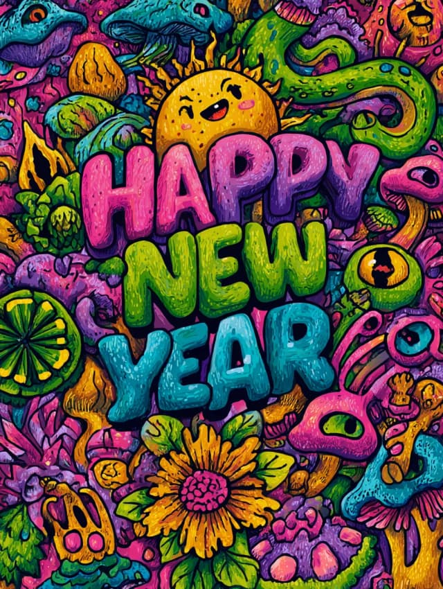 Trippy Happy New Year Card