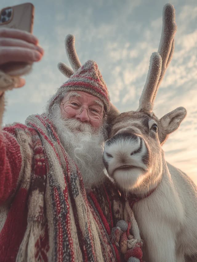 Merry Christmas Posing Santa Selfie Card