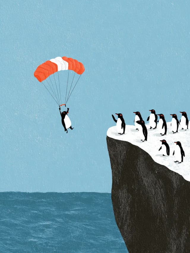 carta Parachuting Penguins Card