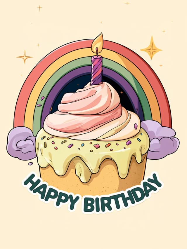 Kartu Birthday Card with Rainbow Cake