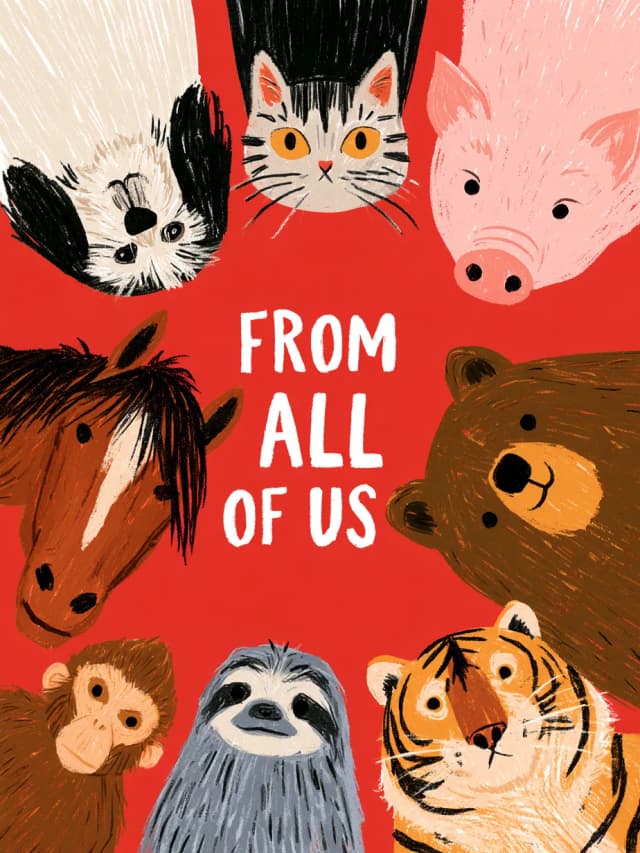 Celebration Card with Animal Faces Card