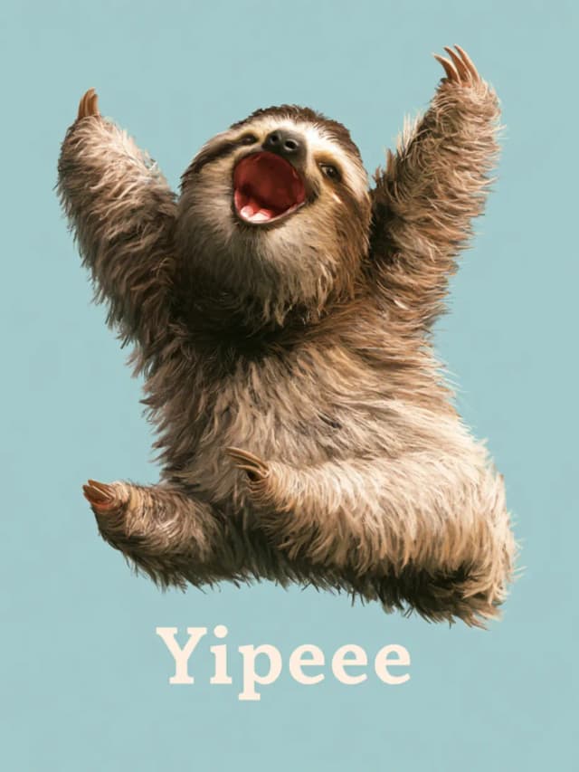 Celebration Card with Cheering Sloth Card