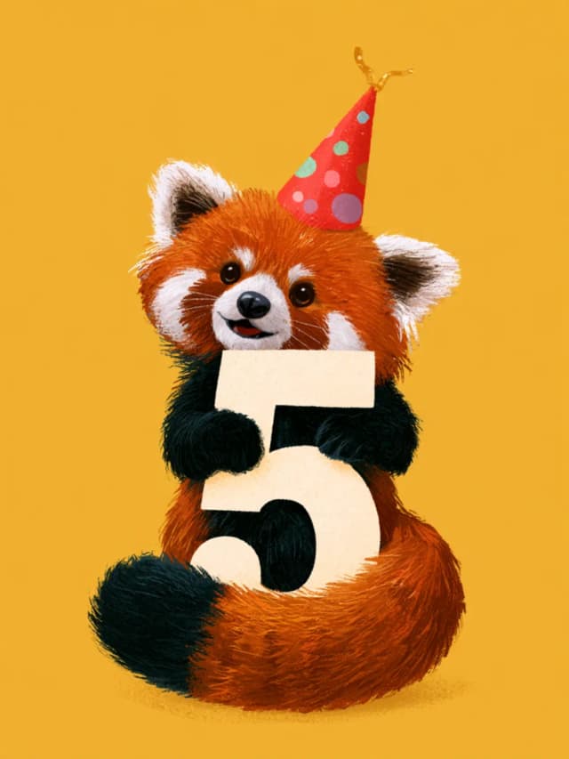 Kartu 5th Birthday Card with Red Panda